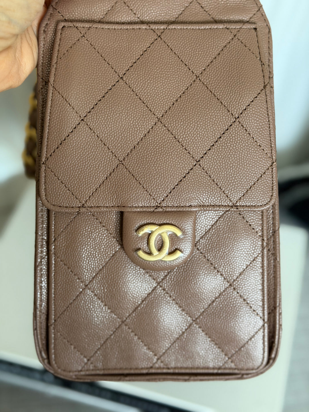 CHANEL 26P collection Brown Caviar 25 Hobo Bag Aged GHW Size SMALL