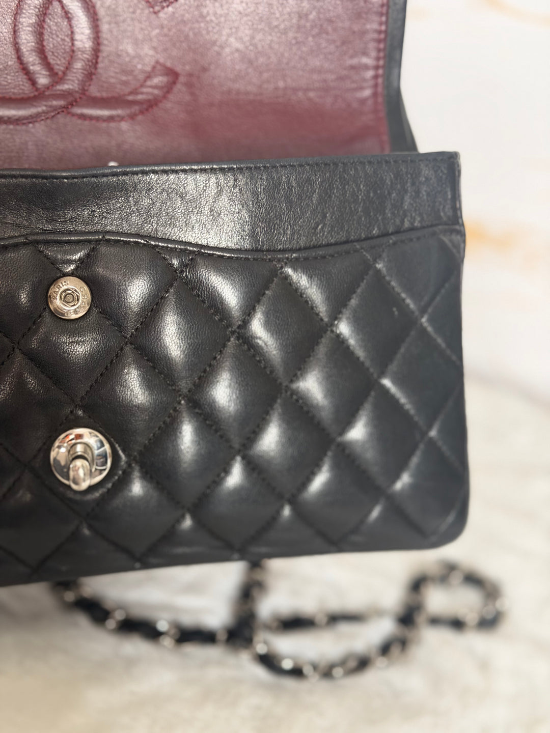 CHANEL series 12 Black Lambskin SHW Medium ML Timeless Classic Double Flap Bag 2011