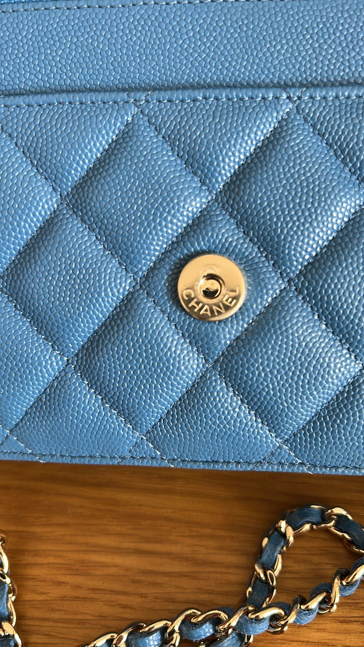 CHANEL series 30 Blue Jean Caviar LGHW Classic Wallet On Chain (WOC) 2020