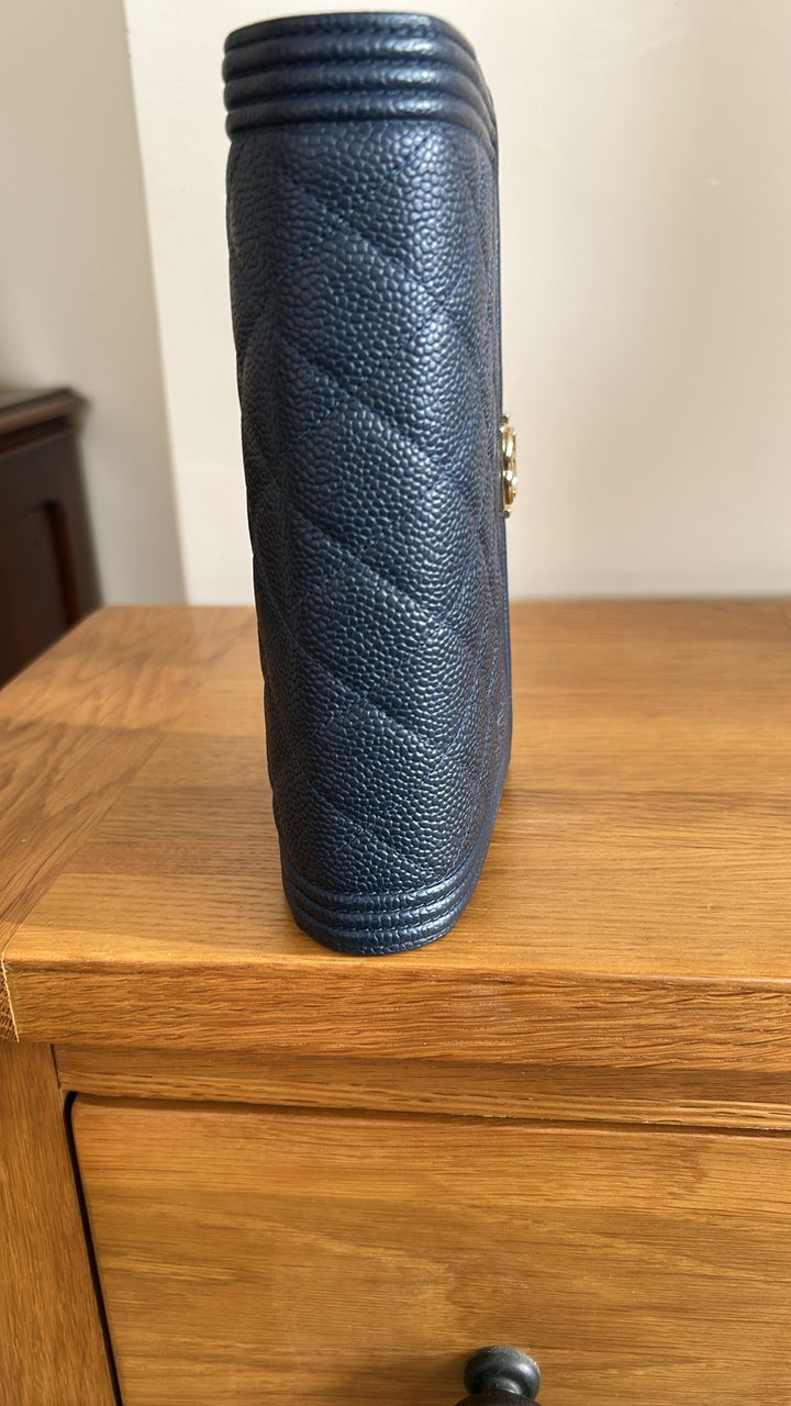 CHANEL series 28 Navy caviar LGHW Boy Wallet On Chain (WOC)