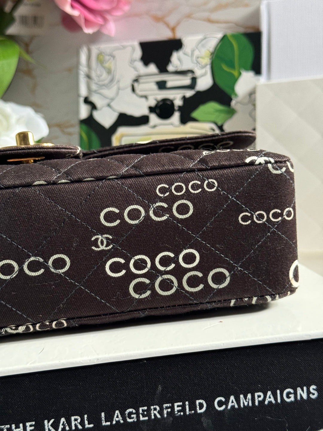 Chanel series 7 2002/2003 Black Canvas Quilted COCO Medium Classic Flap Light Gold Hardware