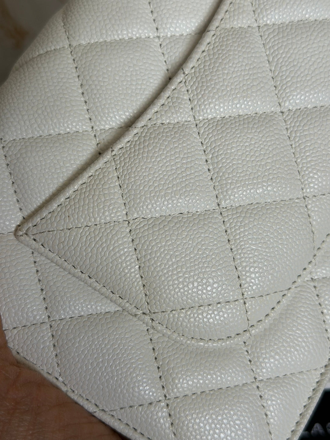 CHANEL White Caviar LGHW Classic Wallet on Chain (WOC) 2024
