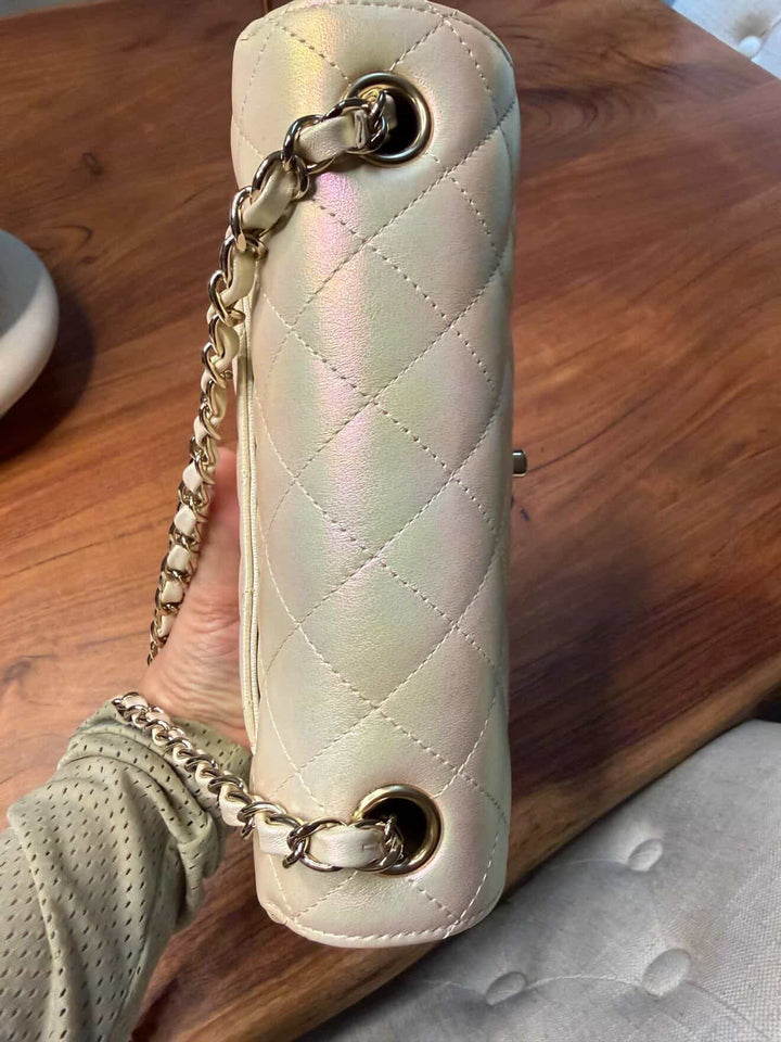CHANEL series 31 Iridescent Ivory Calf Skin LGHW Mini Rectangular Flap Bag 20B collection 2020