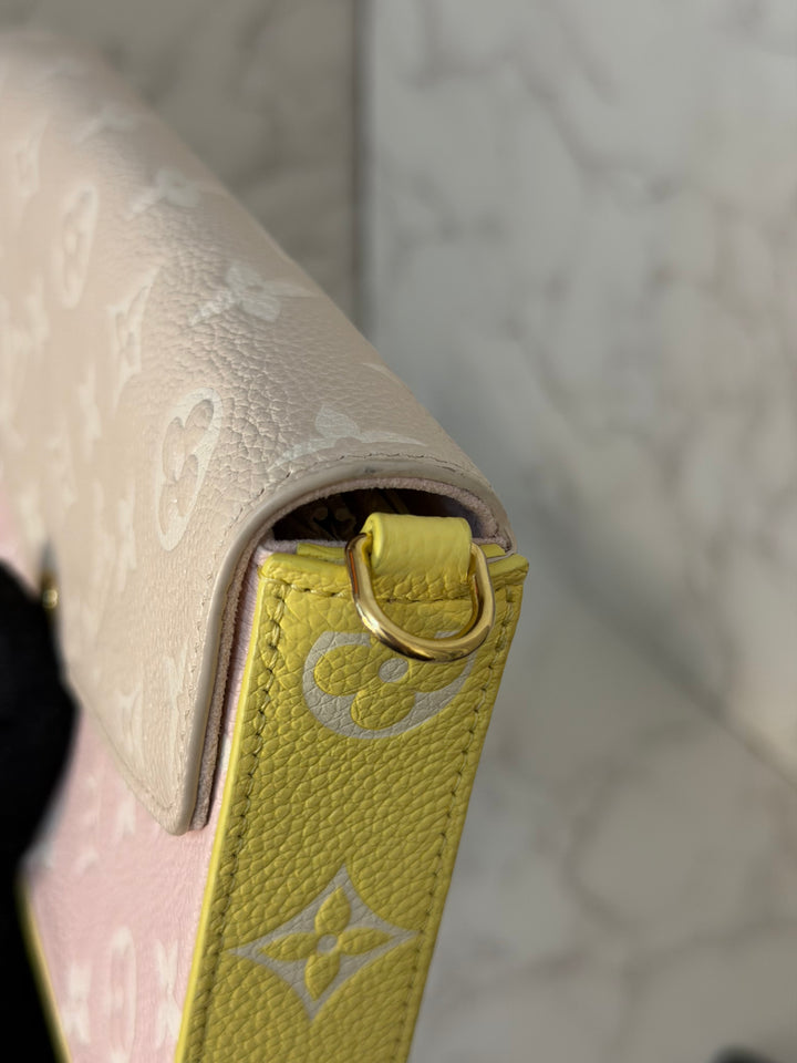 LOUIS VUITTON LV Pochette Felicie 2022 Pink/Beige/Yellow Emprinte Leather