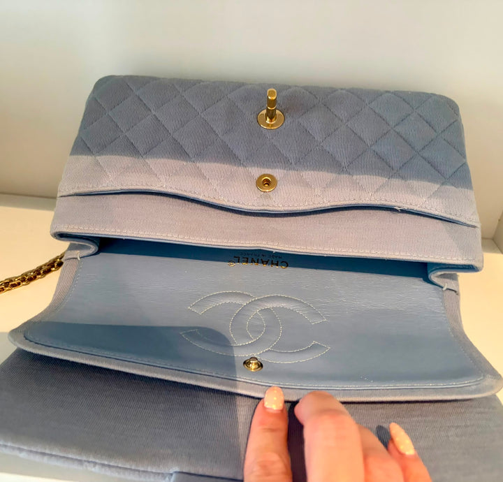 CHANEL Light Blue Jersey Reissue Flap Bag GHW