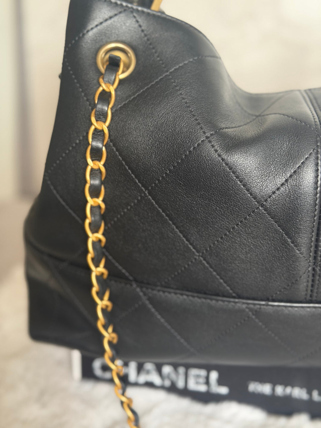 CHANEL 25A Black Calf Skin aged GHW Hobo Shopping Bag size Small 2025