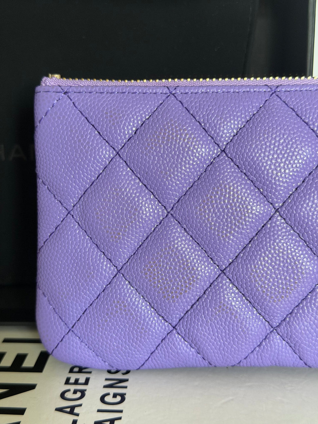 CHANEL series 28 20S purple caviar LGHW Mini O Case Pouch 15 cms