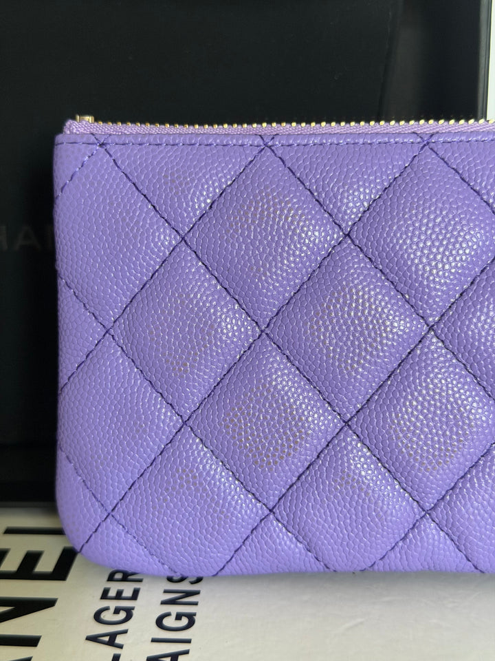 CHANEL series 28 20S purple caviar LGHW Mini O Case Pouch 15 cms