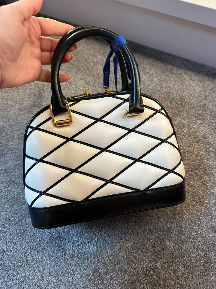 Louis Vuitton Alma BB in Lamb Malletage Leather Black and White