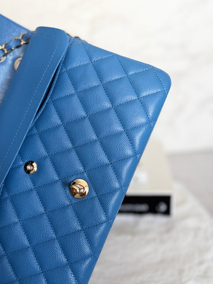 Chanel series 30 2020 Blue Caviar LGHW Medium ML timeless Classic double Flap Bag
