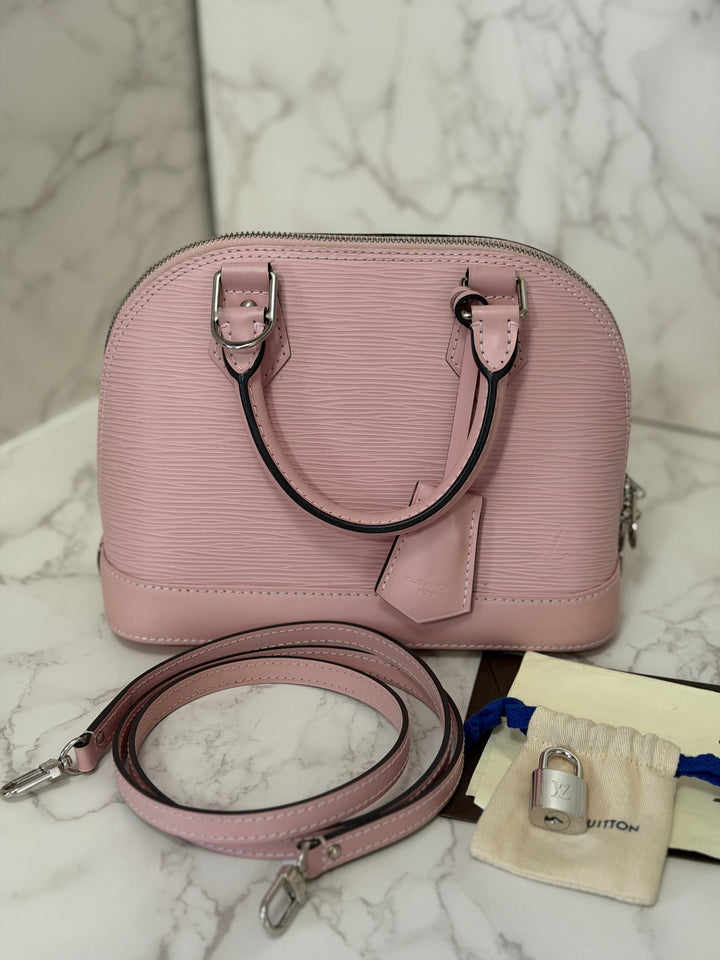 LOUIS VUITTON LV Alma BB in Rose Ballerine Epi Leather with Shiny Silver Hardware 2017
