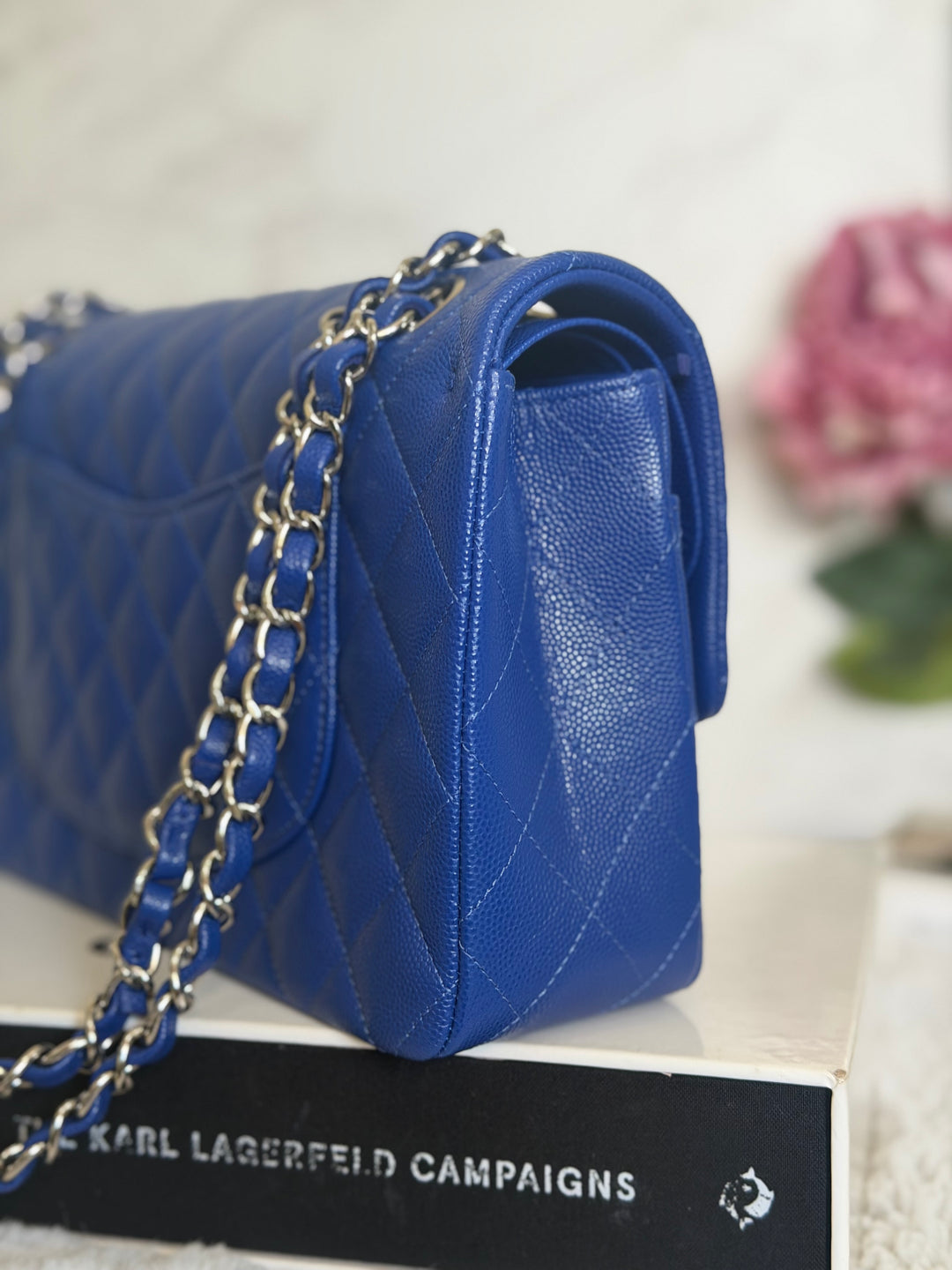 CHANEL Dark Blue Caviar SHW Medium ML Classic Timeless Double Flap Bag 21K collection 2021