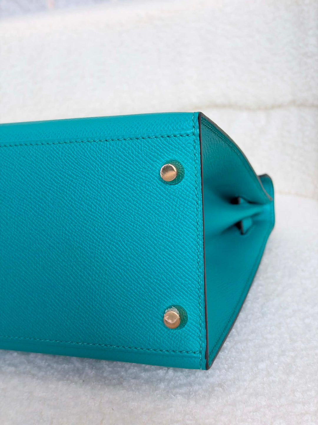 HERMÈS Kelly 28 Epsom Leather Sellier Special Order Bleu Paon GHW Stamp D 2019