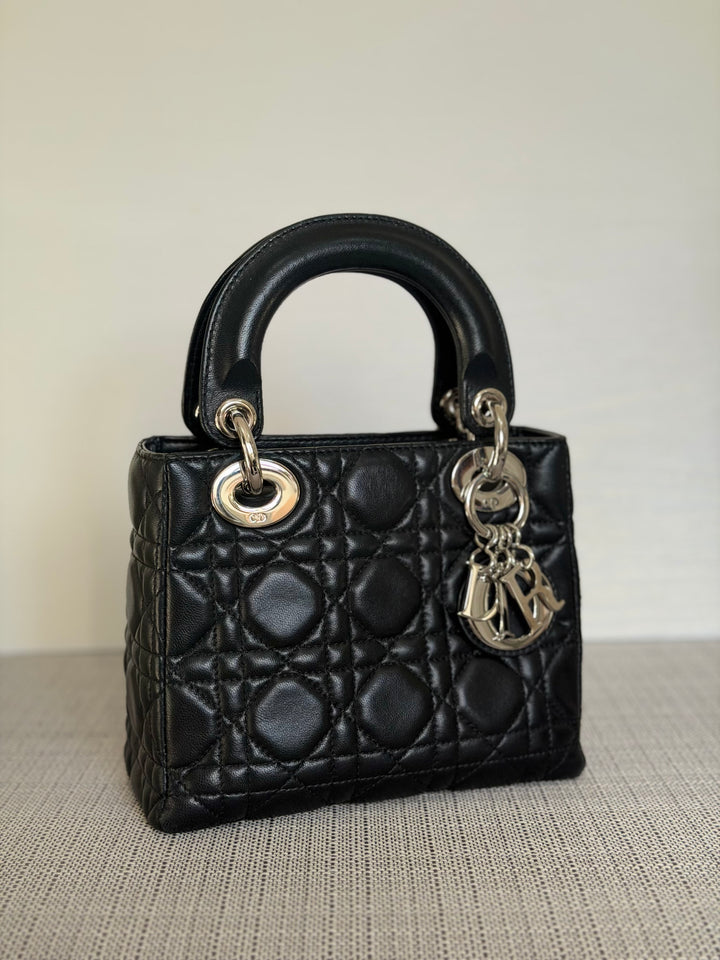 DIOR Lady Dior Mini Vintage Black Lambskin Silver hardware SHW 2006