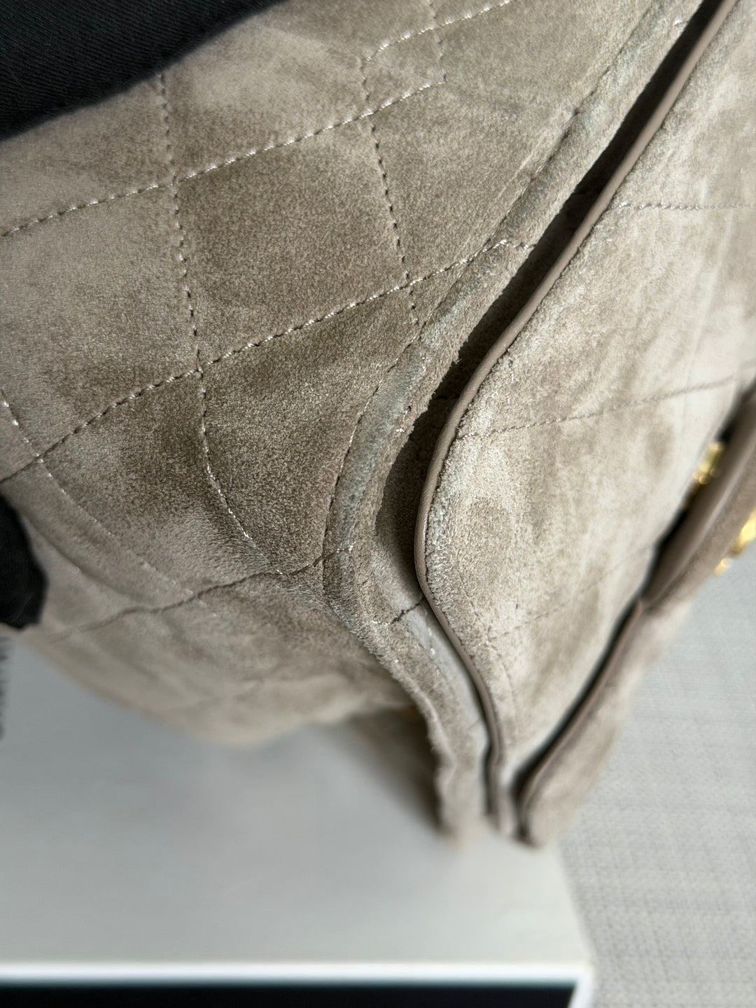 CHANEL Grey Suede 25 Hobo Bag size SMALL aged GHW 2025/2026