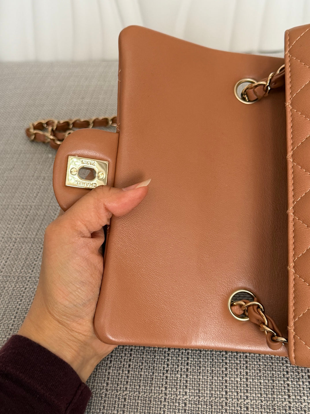 CHANEL 22S collection Caramel Brown NB356 Lambskin LGHW Mini Rectangular Flap Bag 2022