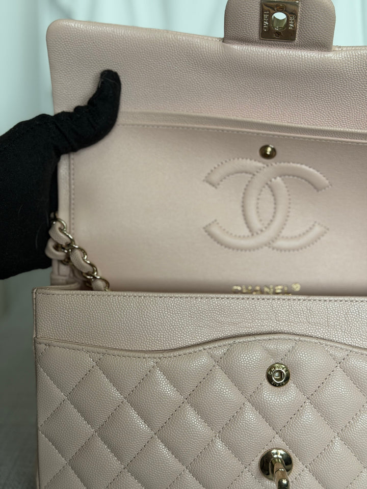 CHANEL 21C 2021 Rose Clair Caviar LGHW Medium ML 11.12 Timeless Classic Double Flap Bag