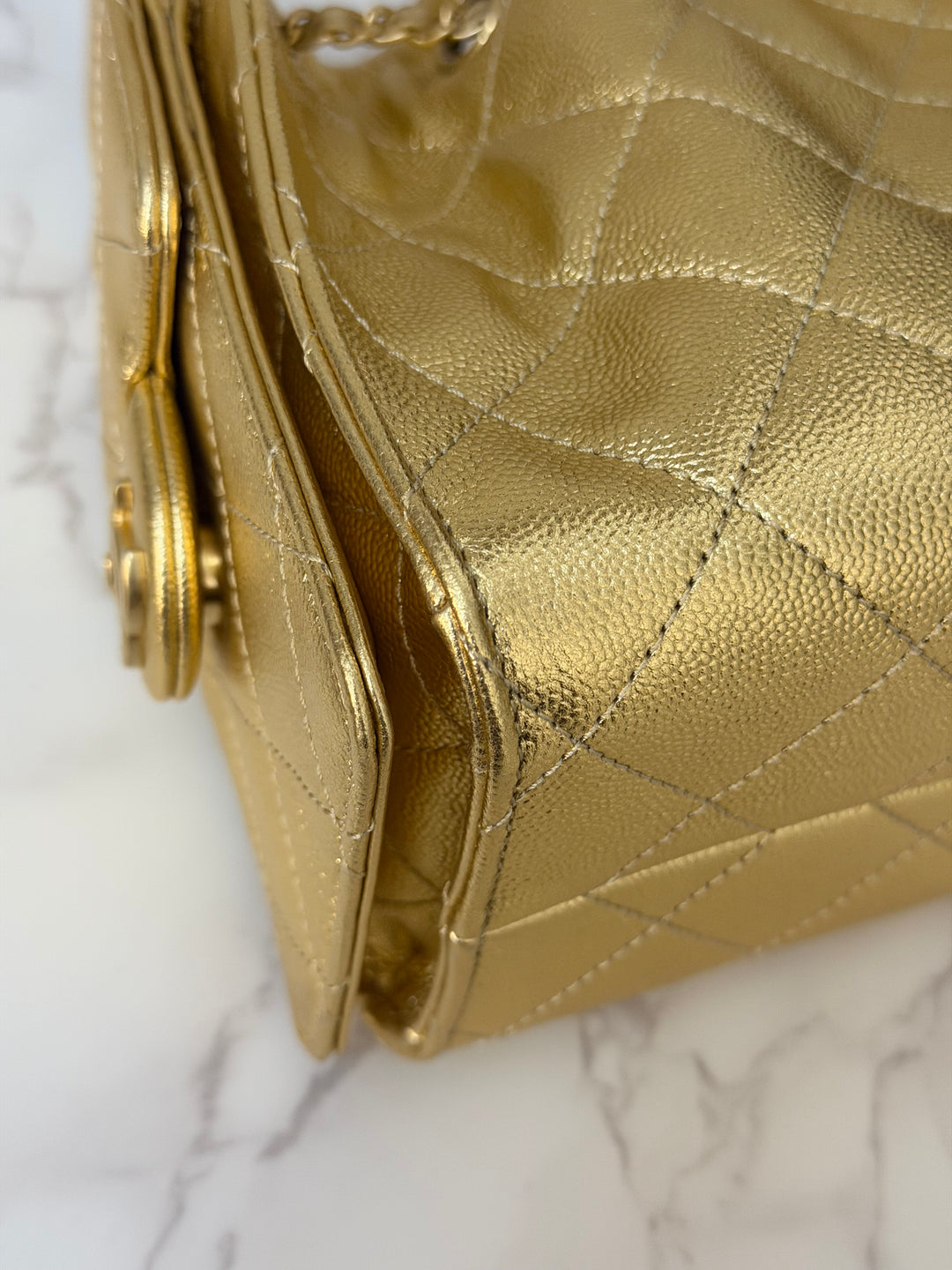 CHANEL 26C collection Gold caviar Aged GHW Mini 25 Hobo Bag