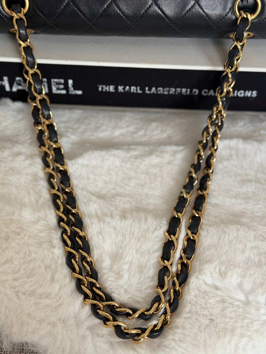CHANEL series 6 Black Lambskin 24K GHW Vintage Medium ML Timeless Classic Double Flap Bag circa 2000-2002