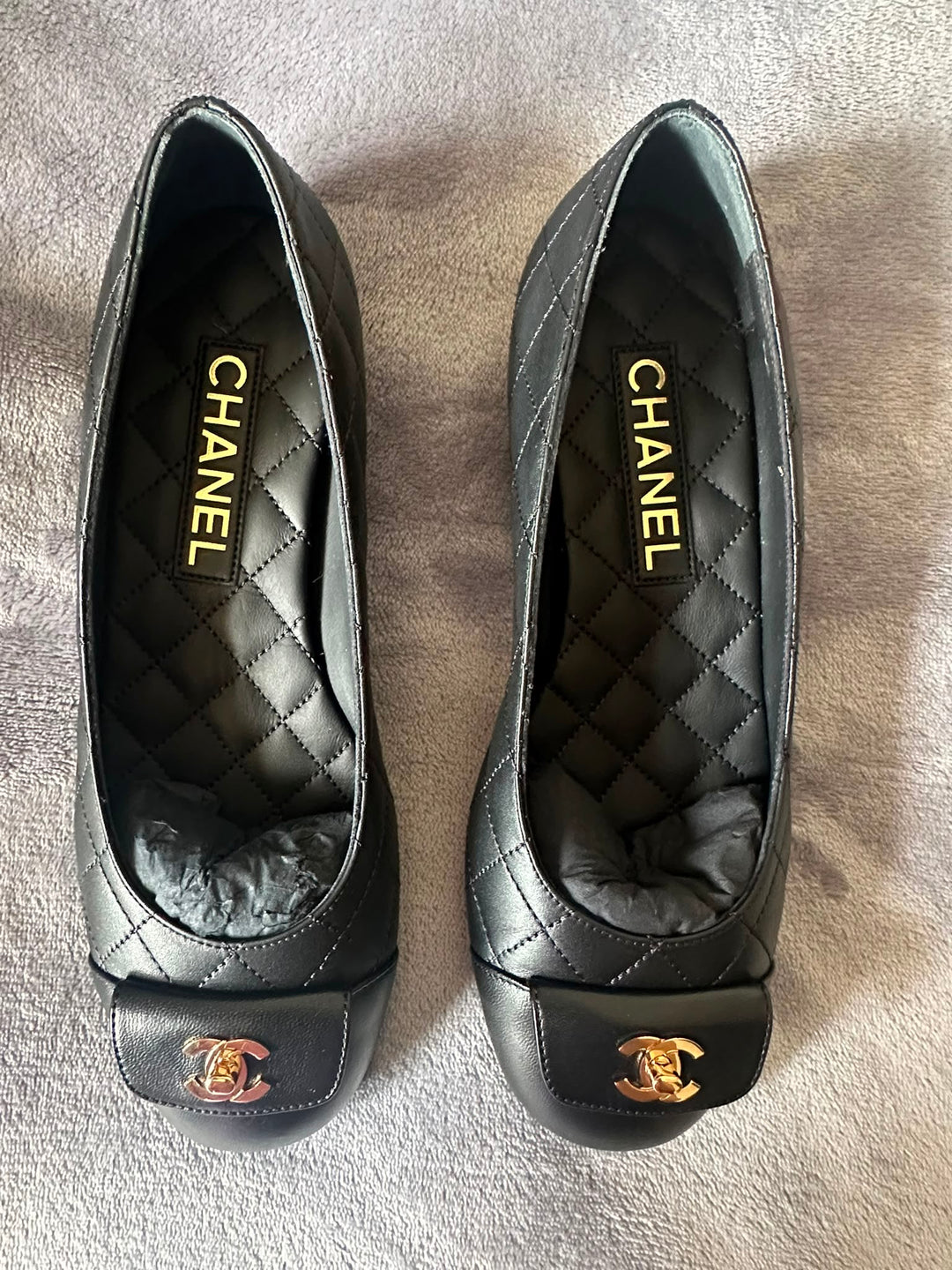 CHANEL Black Ballerina Shoes EU 37.5