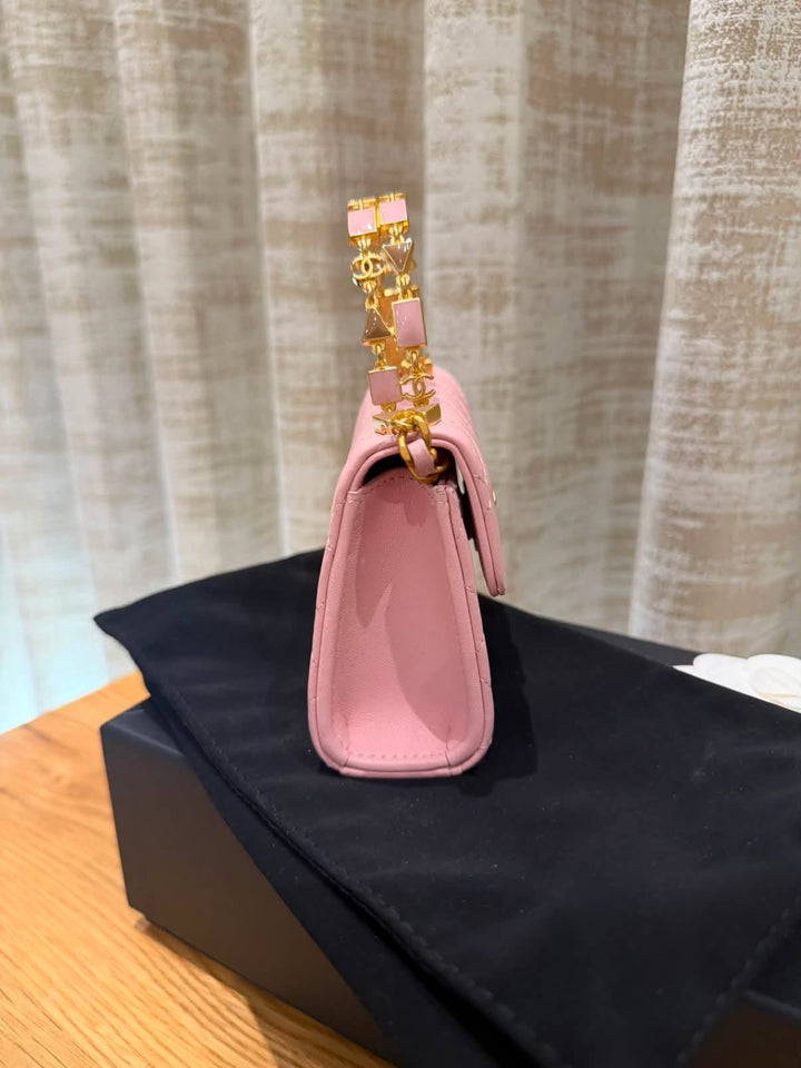 CHANEL Pink Lambskin GHW Mini Vanity with top handle