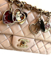 Load image into Gallery viewer, CHANEL Beige Lambskin Valentine East West Flap Bag series 13 with Charms
