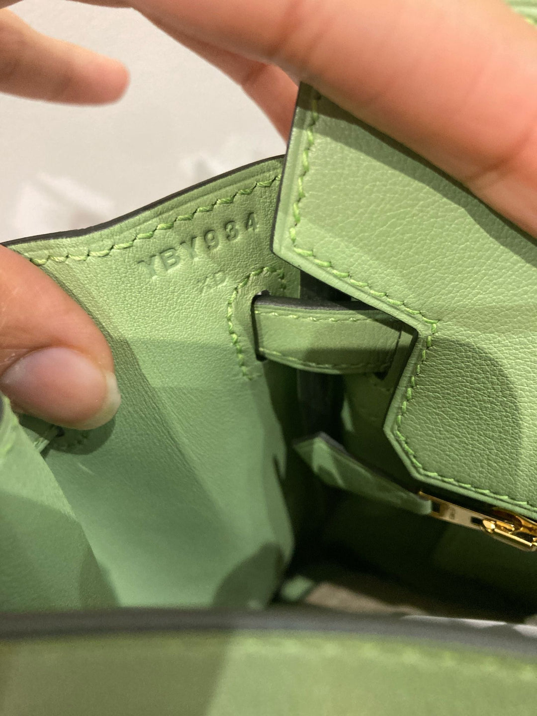 Hermes Birkin 25 Swift leather Vert criquet colour GHW stamp Y (2020)