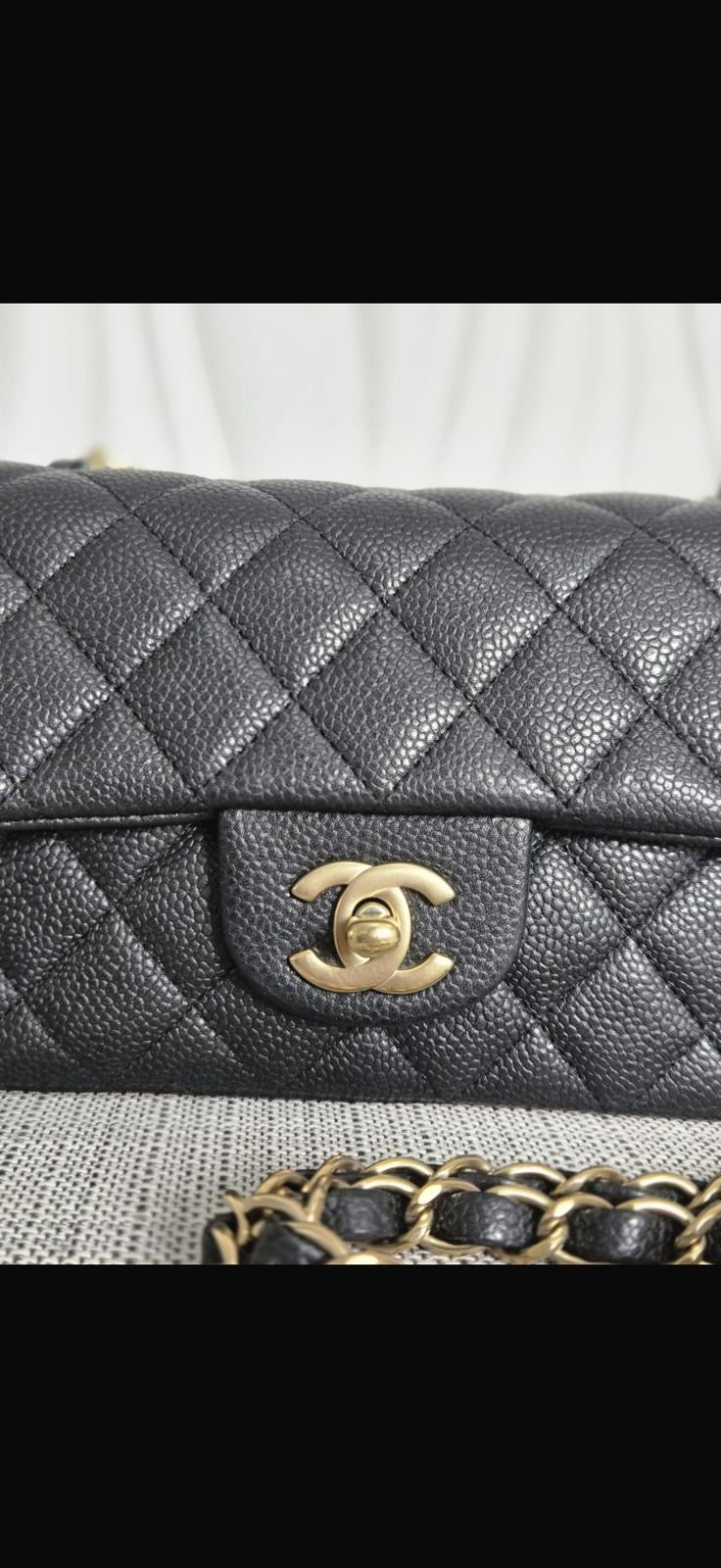 CHANEL series 20 Black Caviar Brushed GHW Mini rectangular Flap Bag