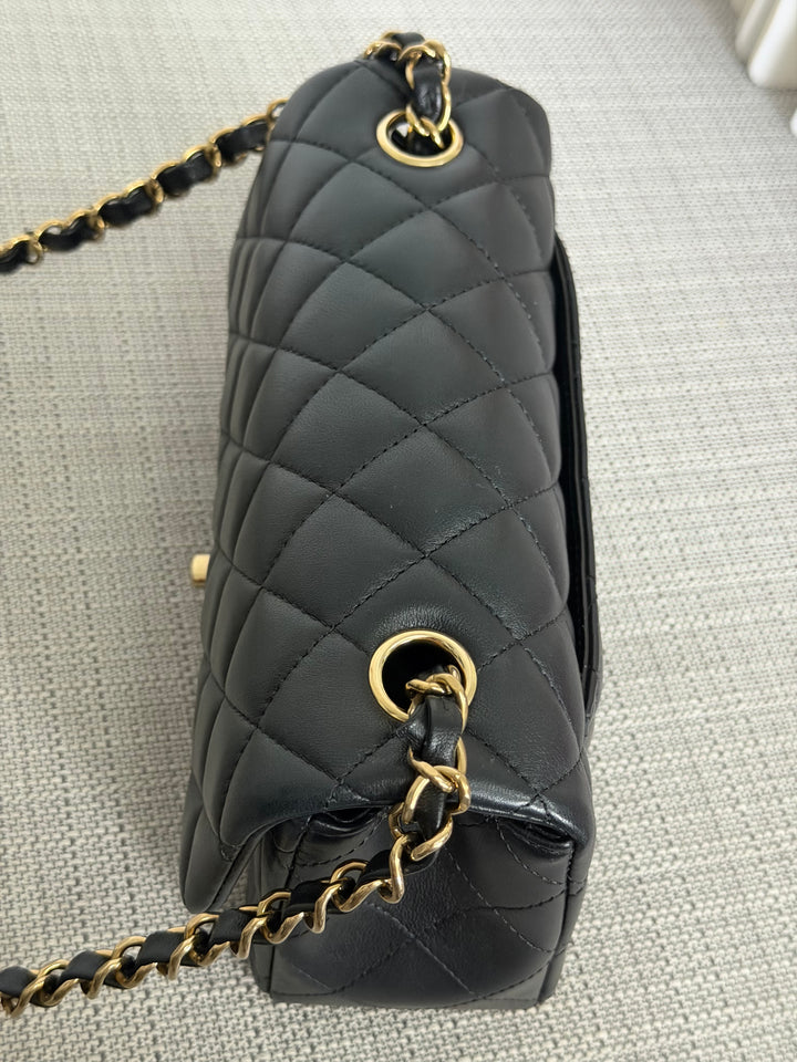CHANEL Black Lambskin LGHW Mini Rectangular Flap Bag 2025