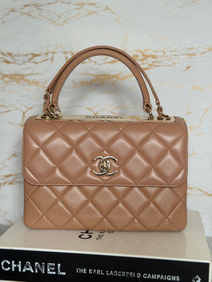 CHANEL series 23 Caramel Dark Beige Lambskin Trendy CC Flap Bag size SMALL with LGHW and detachable strap
