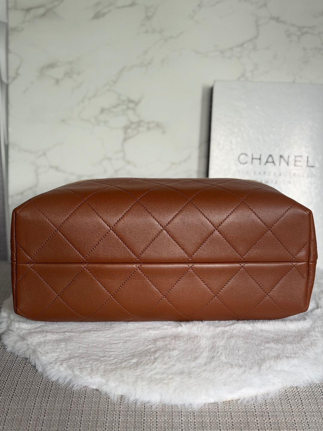 CHANEL 26S Beige Suede and Brown Leather Shopping Tote Bag 2026 size Small