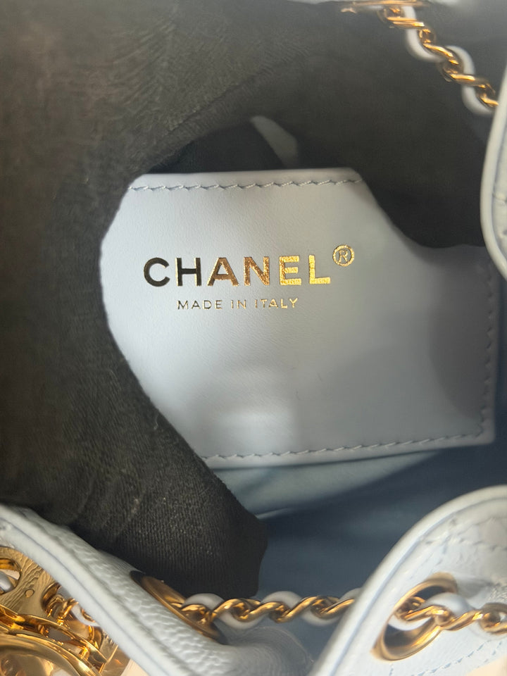 CHANEL 26B Light Sky Blue Caviar shiny GHW 25 Mini Hobo Bag 2026