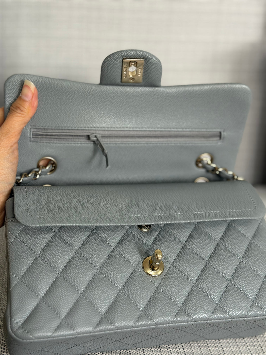 CHANEL Series 29 20C collection 2020 Grey caviar LGHW Small Timeless Classic double flap bag