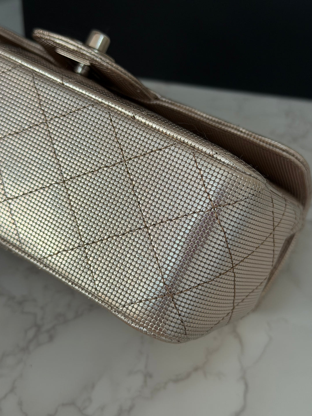 CHANEL series 21 16C 2016 Pixel Pinky Gold Calf Skin SHW Mini Rectangular Flap Bag