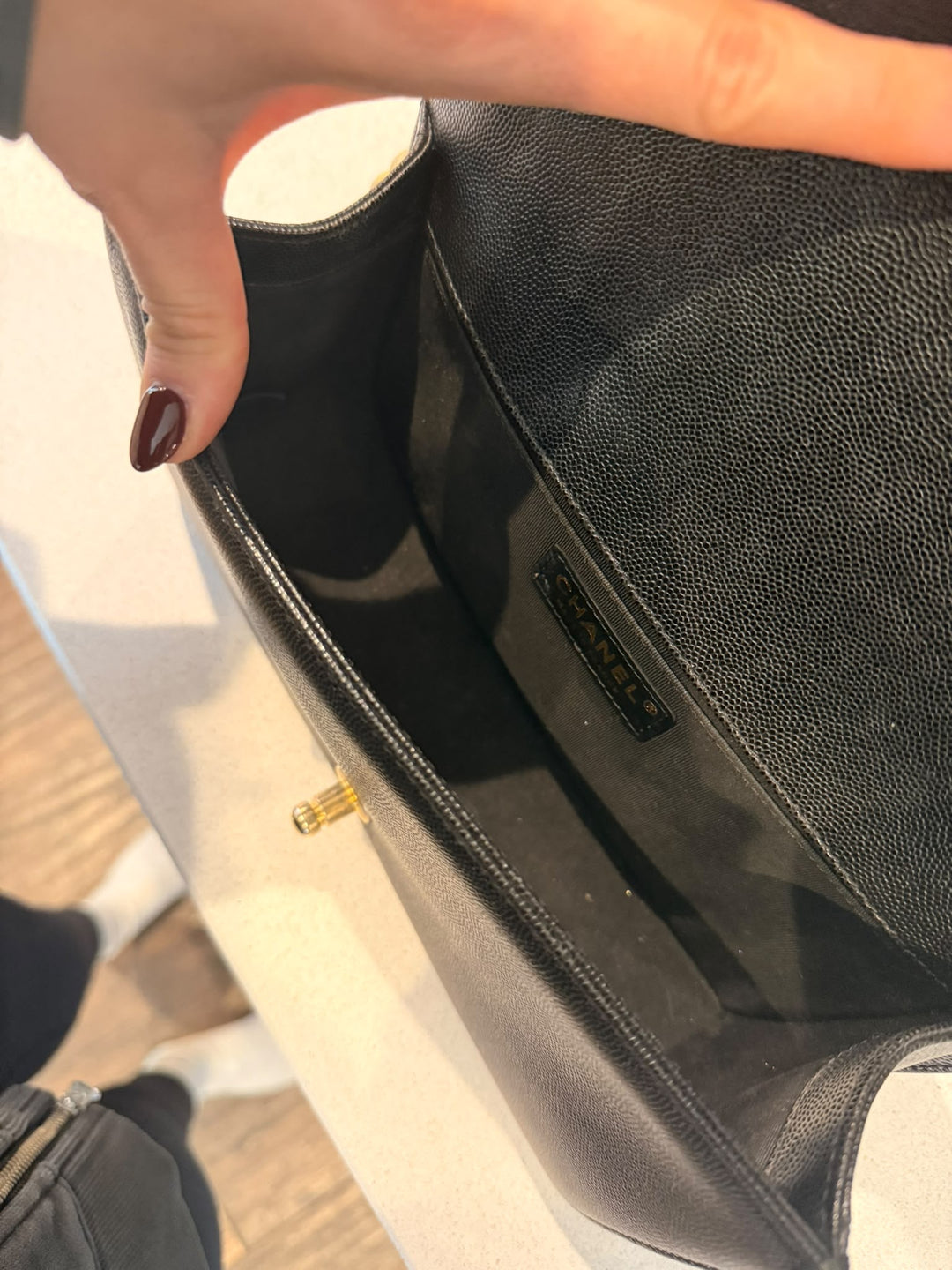 CHANEL series 29 2019 Black Caviar aged GHW Le Boy Flap Bag size Old Medium 25 cms