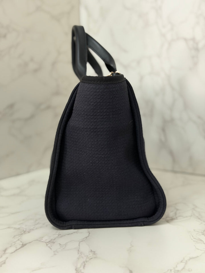 CHANEL 22B 2022 Black Tweed Deauville Tote size Small with Top Handle LGHW and Detachable Pouch