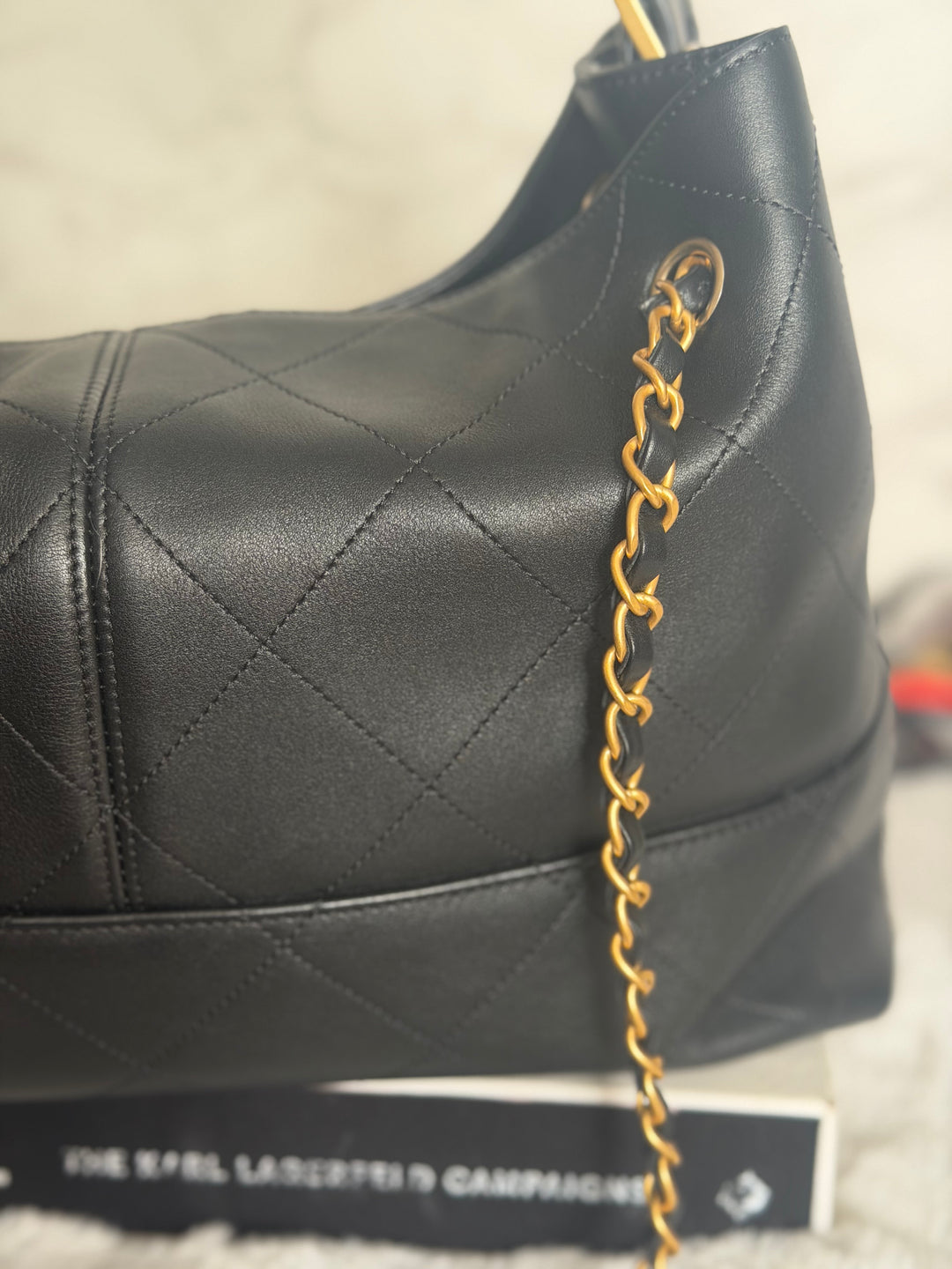 CHANEL 25A Black Calf Skin aged GHW Hobo Shopping Bag size Small 2025