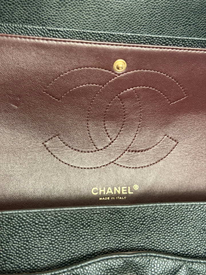 CHANEL series 17 Black Caviar GHW Jumbo Classic Double Flap Bag 2012