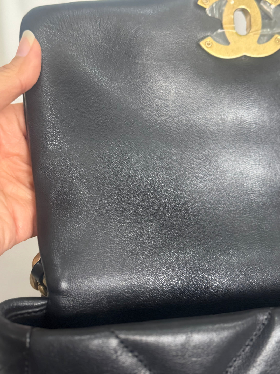 CHANEL 19 Size Small Black Lambskin Mixed Hardware Flap bag with Top Handle