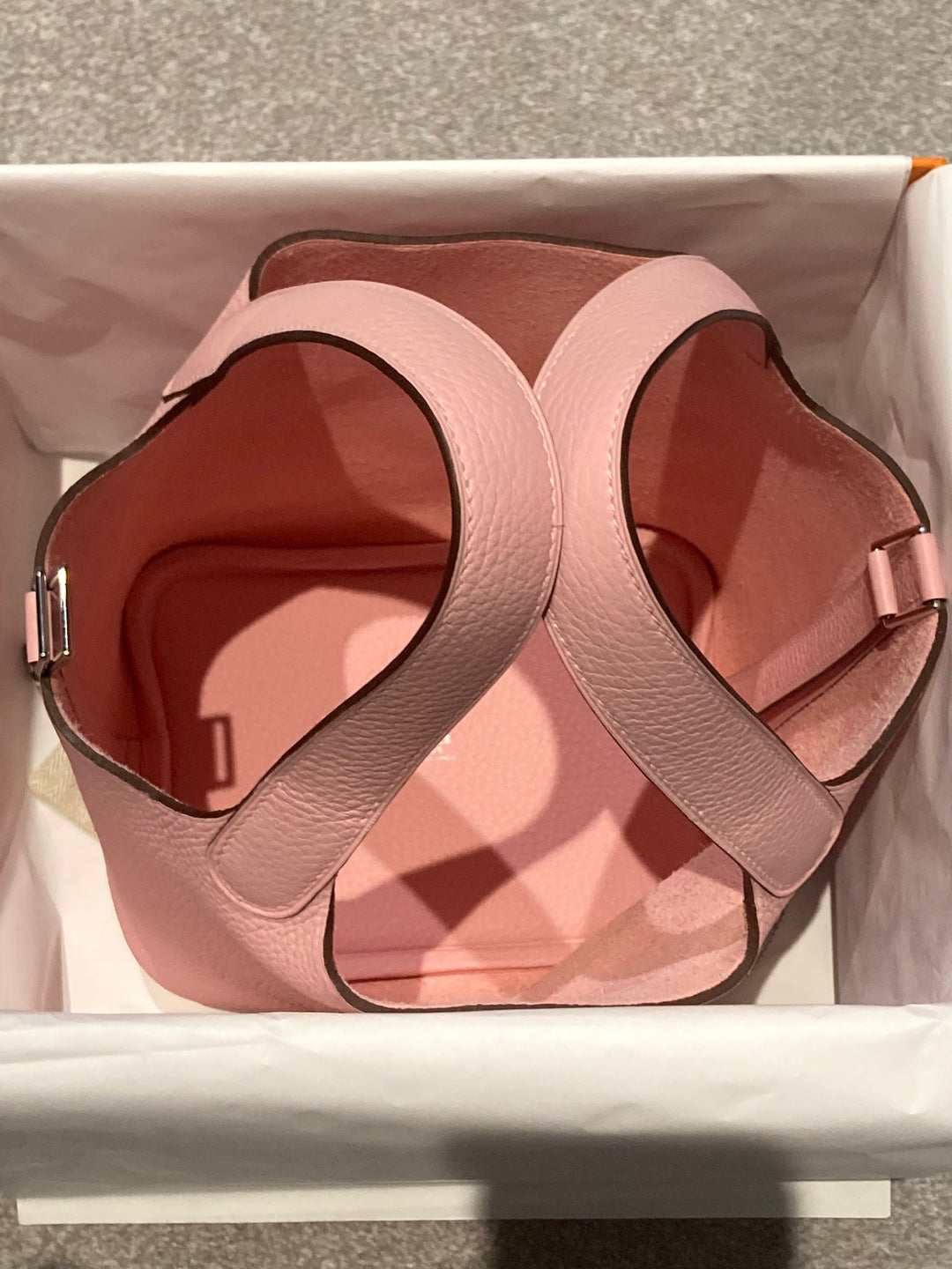 Hermes Rose Sakura Palladium Hardware Picotin 18 (stamp W)