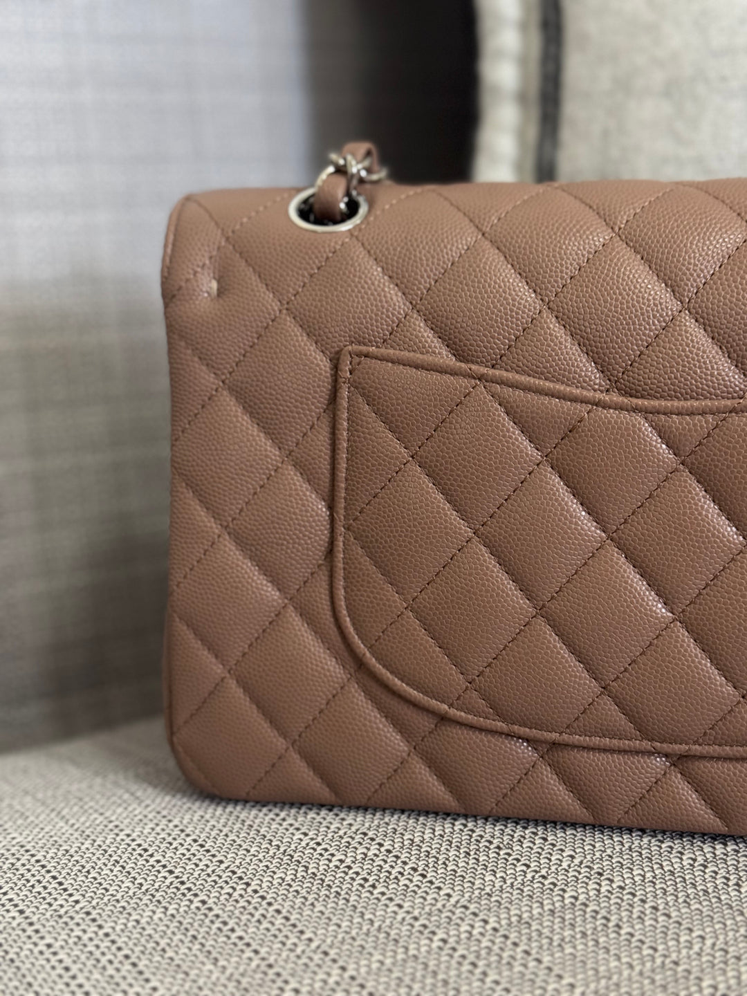 Chanel series 24 17B 2017 Fall/Winter Collection Taupe Caviar SHW Medium ML Timeless Classic Double Flap Bag