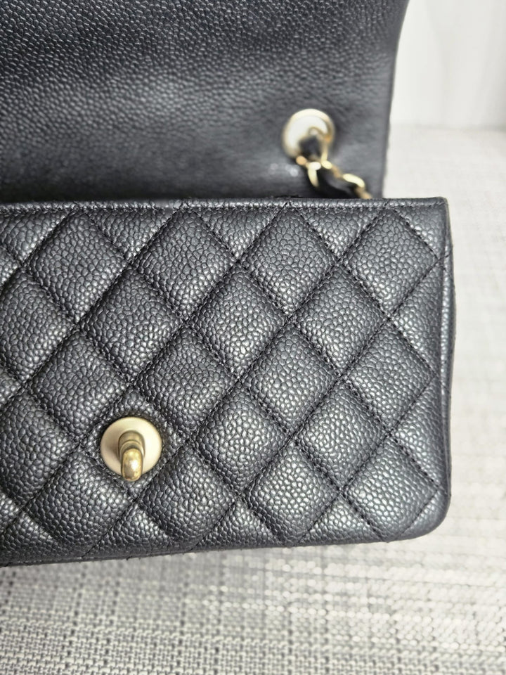 CHANEL series 20 Black Caviar Brushed GHW Mini rectangular Flap Bag