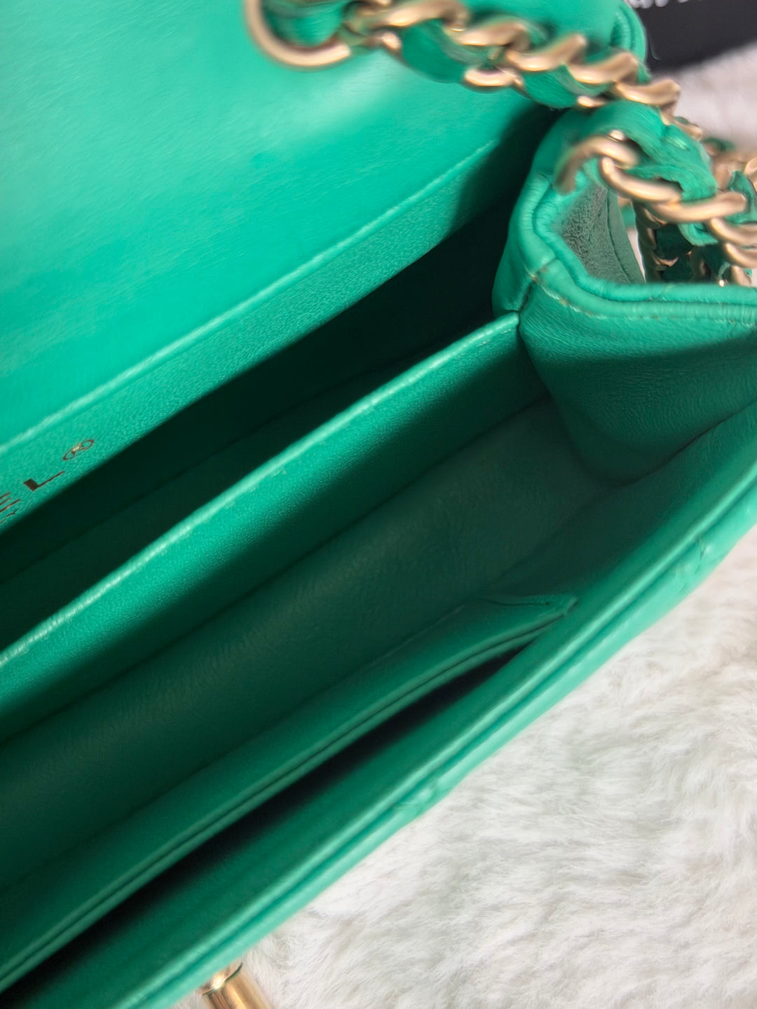 CHANEL series 21 Green Lambskin Brushed GHW Extra Mini Flap Bag 7.5 inches (discontinued line)
