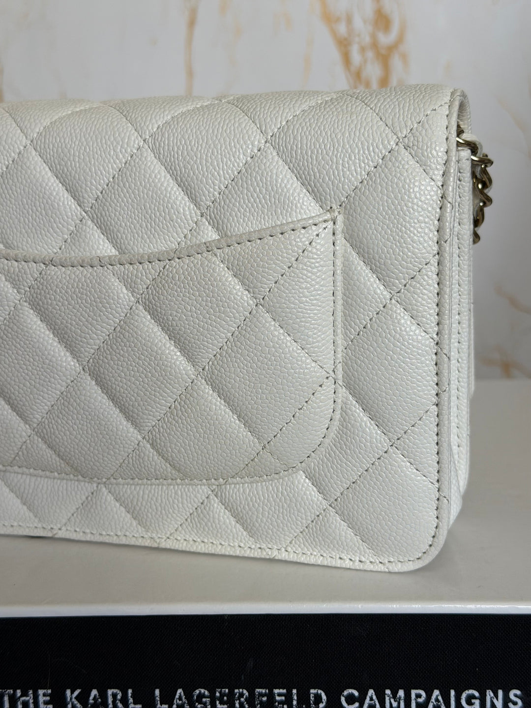 CHANEL White Caviar LGHW Classic Wallet on Chain (WOC) 2024