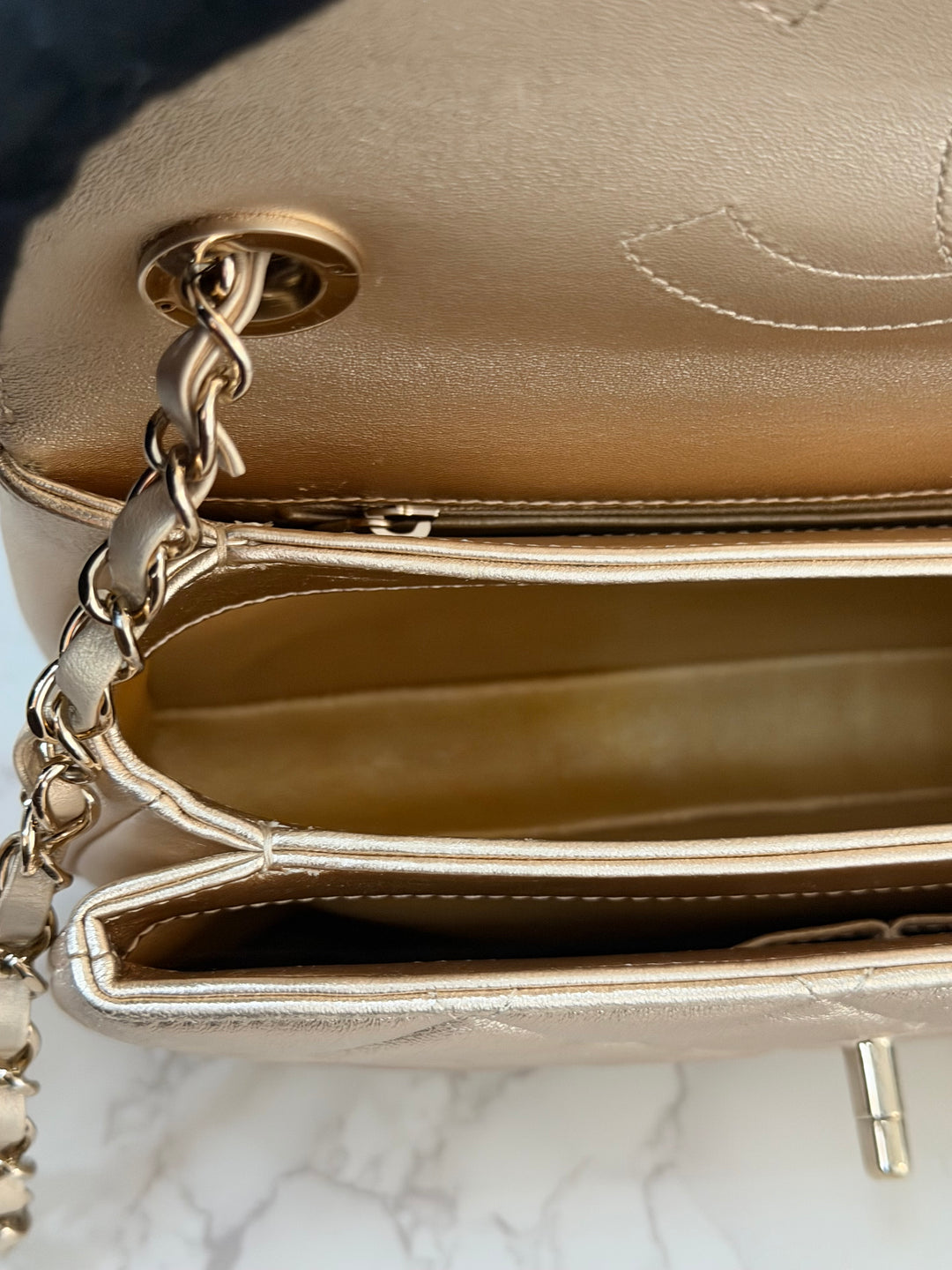 CHANEL series 30 Metallic Gold Lambskin LGHW Trendy CC top Handle Bag with non detachable Strap size SMALL 2020