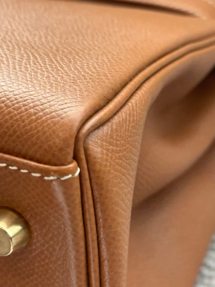 Hermes Gold Retourne Courcheval Leather GHW Vintage Stamp A in Sq (1997) Kelly 28