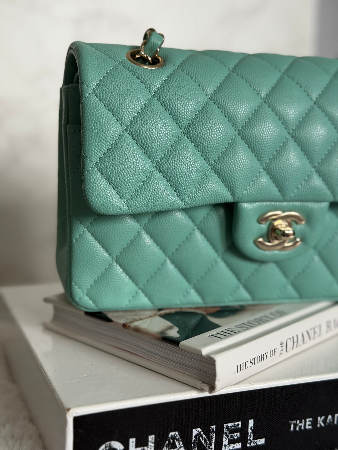 CHANEL 21S series 31 Tiffany Green/Blue Caviar LGHW Small Timeless Classic Double Flap Bag 2021 super rare