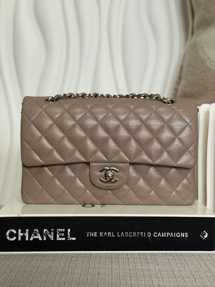 CHANEL series 20 15B Taupe Caviar SHW Medium ML Timeless Classic Double Flap Bag