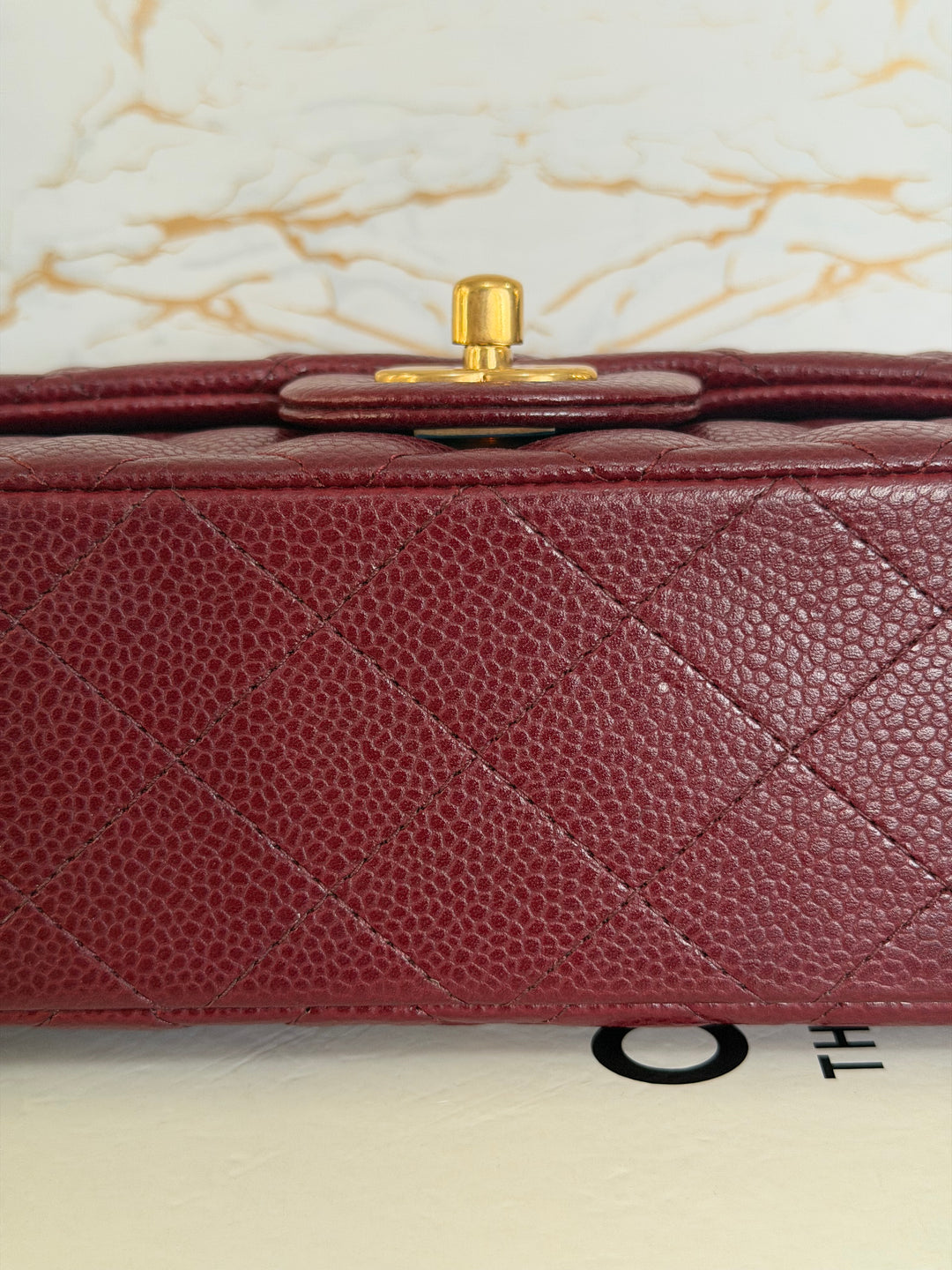 CHANEL series 21 15B collection Burgundy Caviar GHW Mini Rectangular Flap Bag 2015 RARE