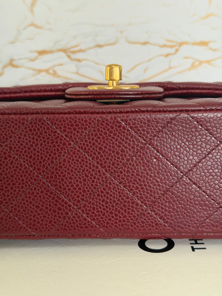 CHANEL series 21 15B collection Burgundy Caviar GHW Mini Rectangular Flap Bag 2015 RARE